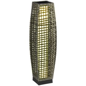 Outsunny Solar LED Outdoor Floor Lamp, Brushed PE Wicker Patio Lantern for Indoor/Outdoor Use
