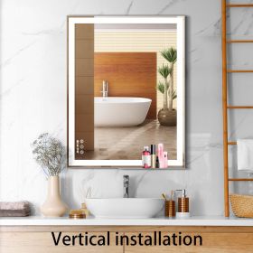 30x36 inch LED Bathroom Vanity Mirror Wall Mounted Adjustable White/Warm/Natural Lights Anti-Fog Touch Switch with Memory Modern Smart Large Bath