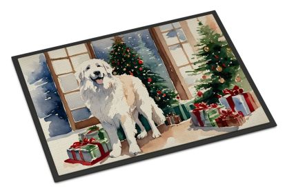 Great Pyrenees Cozy Christmas Doormat Front Door Mat Indoor Outdoor Rugs for Entryway, Non Slip Washable Low Pile, 24H X 36W
