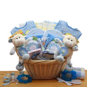 Double Delight Twins New Baby Gift Basket - Blue