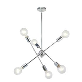 Modern Sputnik Chandelier Lighting 6 Lights Chrome Chandelier Mid Century Pendant Lighting Gold Ceiling Light Fixture for Hallway Bar Kitchen Din
