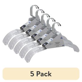 (5 pack) Dress Hanger, 4 Pack, Adult, Crystal Clear Plastic, Swivel Neck