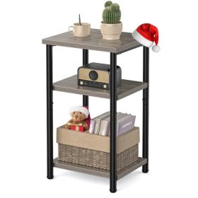 3 layer coffee table with adjustable height, small bedside table, storage shelf, suitable for bedroom, living room, office space saving (Option: Grey/1P)