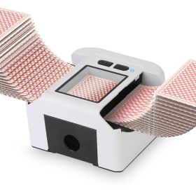 1Pc 2 Deck Rechargeable Automatic Card Shuffler Professional Card Shuffler For For Texas Hold'em Poker UNO With Auto Manual Mode Handheld Desktop (Color: White)