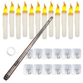 12Pcs Flameless Floating Candles LED Magic Hanging Candle Light Battery Operated Flickering Warm Light Window Candle With Magic Wand Remote For H (Option: Warm Yellow)