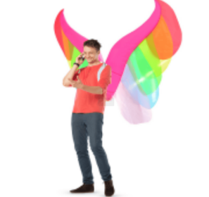 Inflatable Wings Costume Blow Up Wing Suit Fancy Limb Dress For Halloween Cosplay Party Christmas (Option: Rainbow Wings)