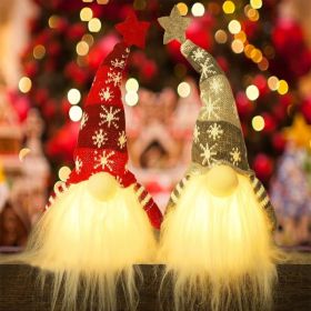 Lighted Christmas Gnome, Handmade Plush Scandinavian Swedish Tomte, Light Up Elf Toy Holiday Present, Battery Operated Winter Tabletop Christmas Decor (Option: 11 Inch)