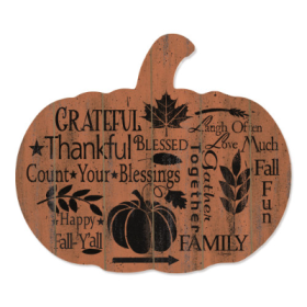 Grateful By Artisan Linda Spivey Printed On Wooden Pumpkin Wall Art (Option: Multicolor)