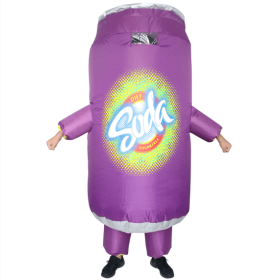 Inflatable Soda Water Costumes For Adults Blow Up Soda Drink Costume Fat Jumpsuit Funny Fancy Dress For Halloween Party, Free Size (Color: Purple)