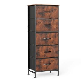 48IN Dresser For Bedroom With 5 Fabric Drawers Nightstand Wardrobe Steel Frame Closet For Clothes Storage Cabinet Furniture (Option: BROWN)