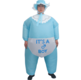 Inflatable Baby Costume For Adults Funny Gender Reveal Party Costume (Color: Blue)
