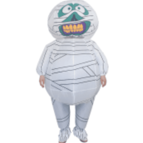 Inflatable Mummy Costume Air Blow Up Jaws Jumpsuit Fancy Dress Funny Carcharias Suit For Cosplay Party (Color: White)