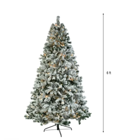 6 FT Pre-lit Snow Flocked Christmas Tree (Option: Style1)