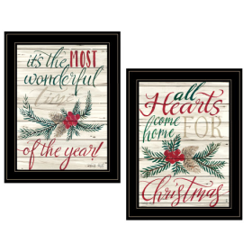 All Hearts Come Home For Christmas2-Piece Vignette By Artisan Cindy Jacobs, Ready To Hang Framed (Option: Multicolor)