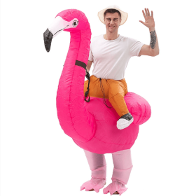 Inflatable Flamingo Costume Women Fancy Dress Air Blow Up Party Dress Christmas Carry Halloween Cosplay Gift, Adult, Rose, Free Size (Color: Pink)