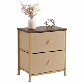 Double drawer bedside table - suitable for bedrooms and living rooms, 20 inches high (Option: Khaki/1p)