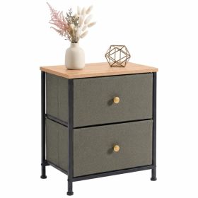 Double drawer bedside table - suitable for bedrooms and living rooms, 20 inches high (Option: dark green/1p)