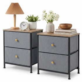 Double drawer bedside table - suitable for bedrooms and living rooms, 20 inches high (Option: blue/2p)