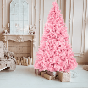FCH 7ft 1800 Branch PVC Branch Iron Bracket Christmas Tree (Color: Pink)