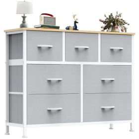 Desser For Bedroom With 7 Fabric Drawers Organizer Storage Closet Chest Clothes For Living Room Display Cabinet Of Furniture (Option: light gary)